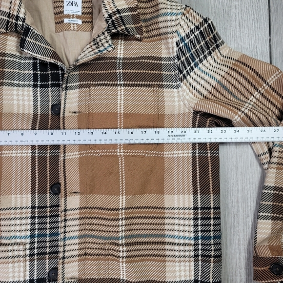 ZARA Men's Relaxed Fit Textured Check Plaid Overshirt Coat - Picture 6 of 9